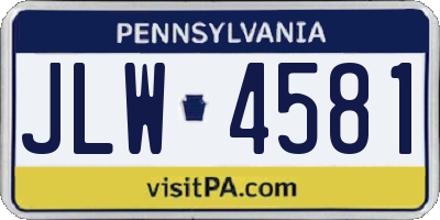 PA license plate JLW4581