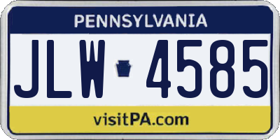 PA license plate JLW4585