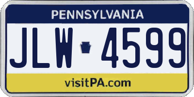 PA license plate JLW4599