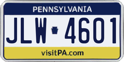PA license plate JLW4601
