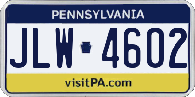 PA license plate JLW4602