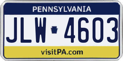 PA license plate JLW4603