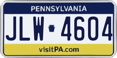 PA license plate JLW4604