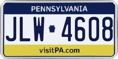 PA license plate JLW4608