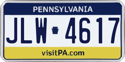 PA license plate JLW4617