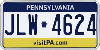 PA license plate JLW4624