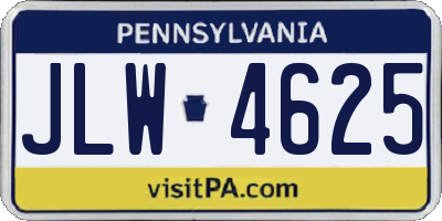 PA license plate JLW4625
