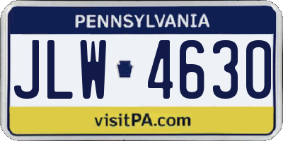 PA license plate JLW4630