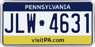 PA license plate JLW4631