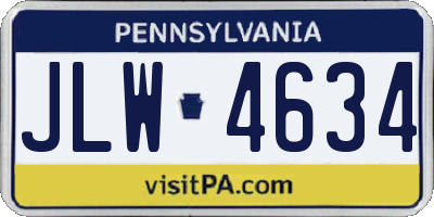 PA license plate JLW4634