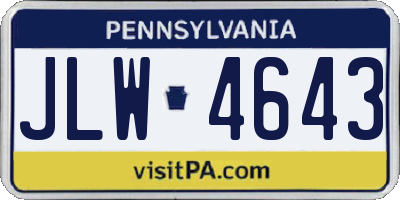 PA license plate JLW4643