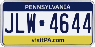 PA license plate JLW4644