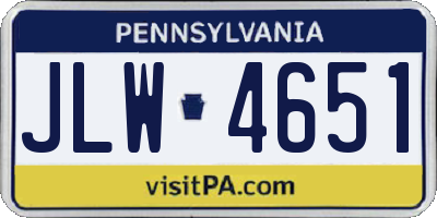 PA license plate JLW4651