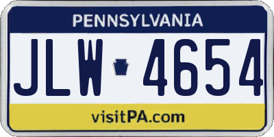 PA license plate JLW4654
