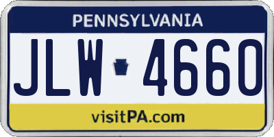 PA license plate JLW4660