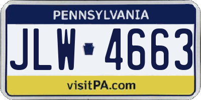 PA license plate JLW4663