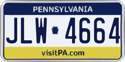 PA license plate JLW4664