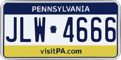 PA license plate JLW4666