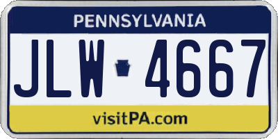 PA license plate JLW4667