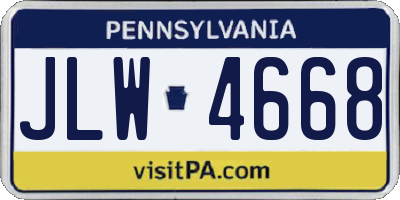 PA license plate JLW4668