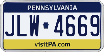 PA license plate JLW4669