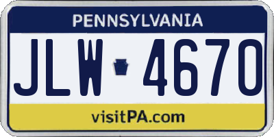 PA license plate JLW4670