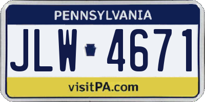 PA license plate JLW4671