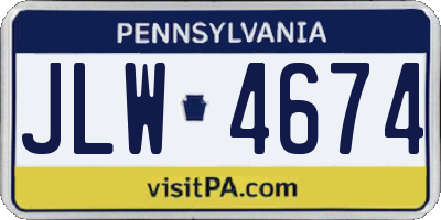 PA license plate JLW4674
