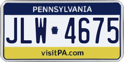 PA license plate JLW4675