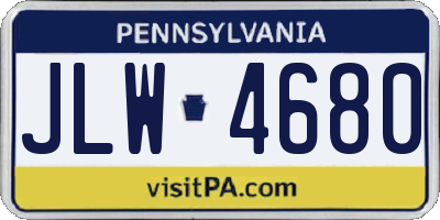 PA license plate JLW4680