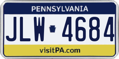 PA license plate JLW4684