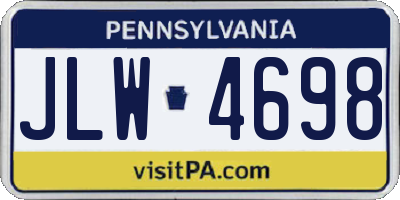 PA license plate JLW4698