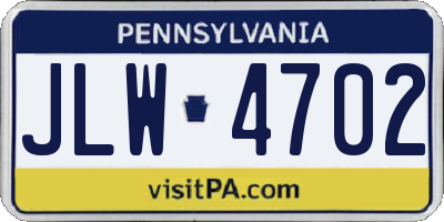 PA license plate JLW4702