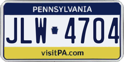 PA license plate JLW4704