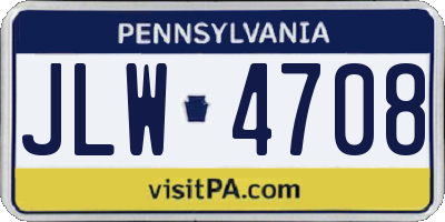 PA license plate JLW4708