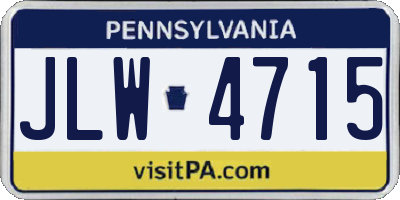 PA license plate JLW4715
