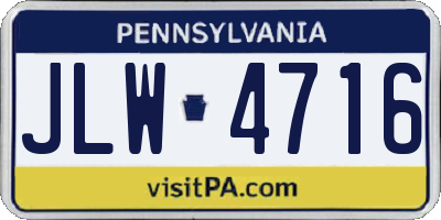 PA license plate JLW4716