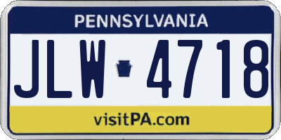 PA license plate JLW4718
