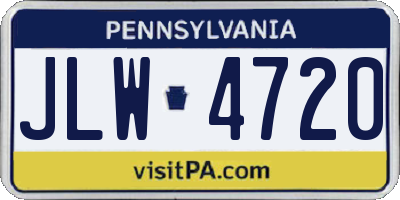 PA license plate JLW4720