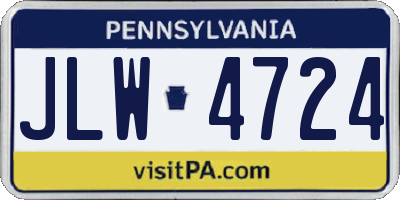PA license plate JLW4724