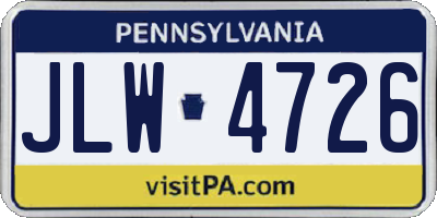 PA license plate JLW4726