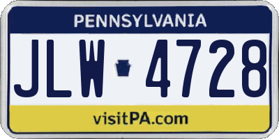 PA license plate JLW4728