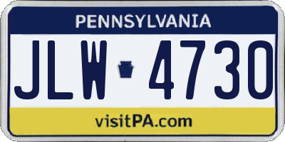 PA license plate JLW4730