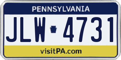 PA license plate JLW4731