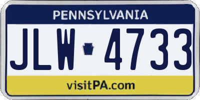 PA license plate JLW4733