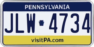 PA license plate JLW4734