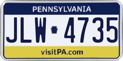 PA license plate JLW4735