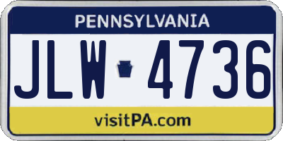 PA license plate JLW4736