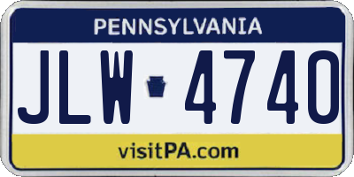 PA license plate JLW4740