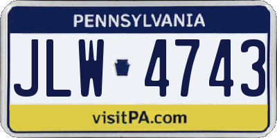 PA license plate JLW4743